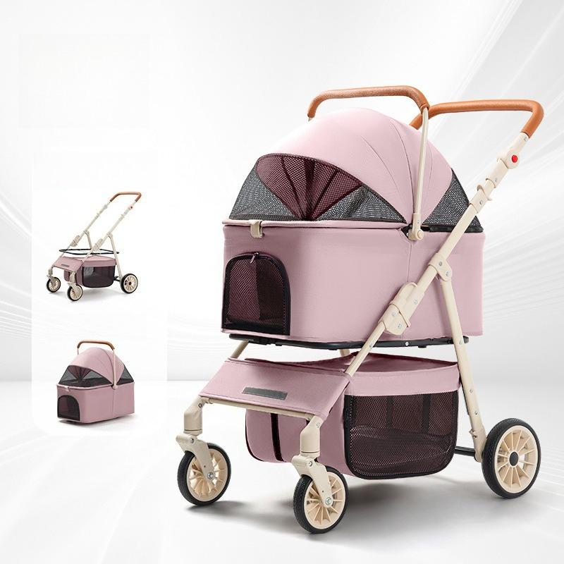 

Metal Large Medium Pet Stroller Lightweight Foldable Outdoor Travel Cart For Dogs Cats Teddy Puppy Kitten Pet Walking Carrier розовый