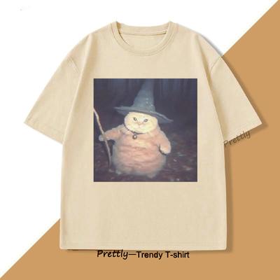 Lustiges fettes orangefarbenes Katzen-Grafik-T-Shirt Niedliche Grafik-T-Shirts Baumwolle Kurzarm-T-Shirts Streetwear Katzenliebhaber Lockere Kleidung Oversized