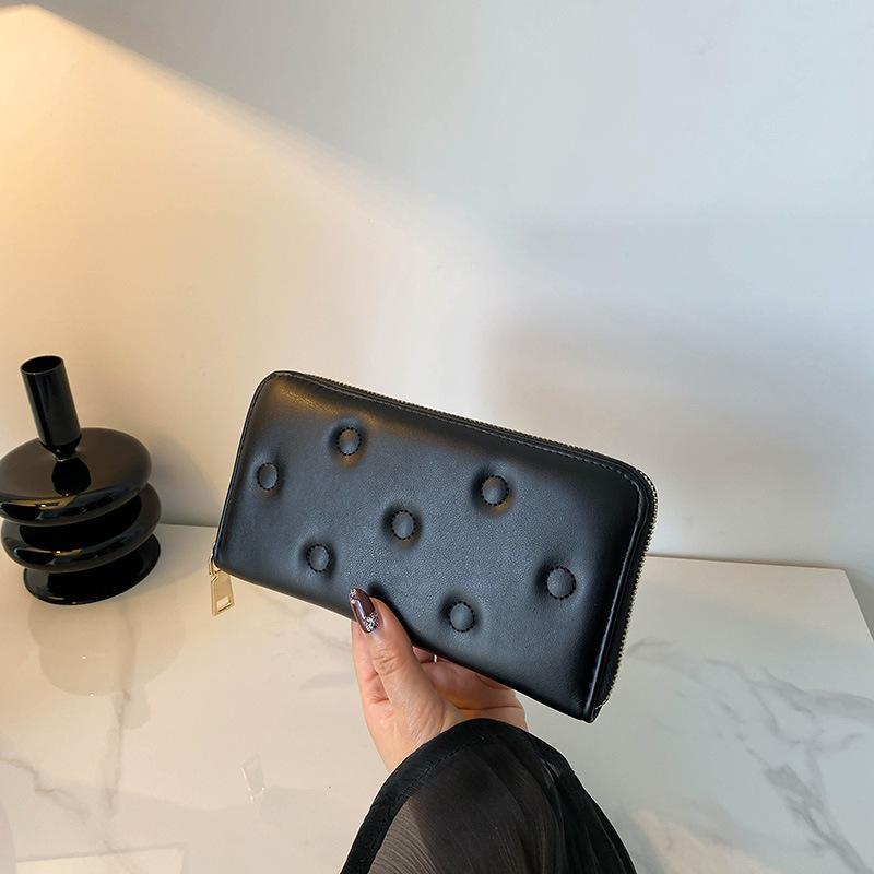 

2024 нова суцільна кольорова сумка-клатч на блискавці в Корейській версії, довгий жіночий гаманець з клатчем та кількома картками, проста сумка для мобільного телефону, сумка для змін чорний