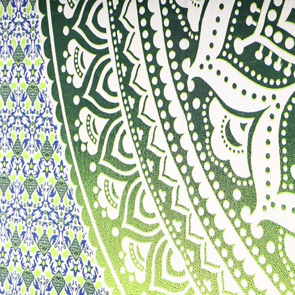 BLESS INTERNATIONAL Beautiful Indian Bohemian Psychedelic Hippie Ombre Window Curtain Panels for Bedroom, Living, Balcony (Green Yellow Ombre)