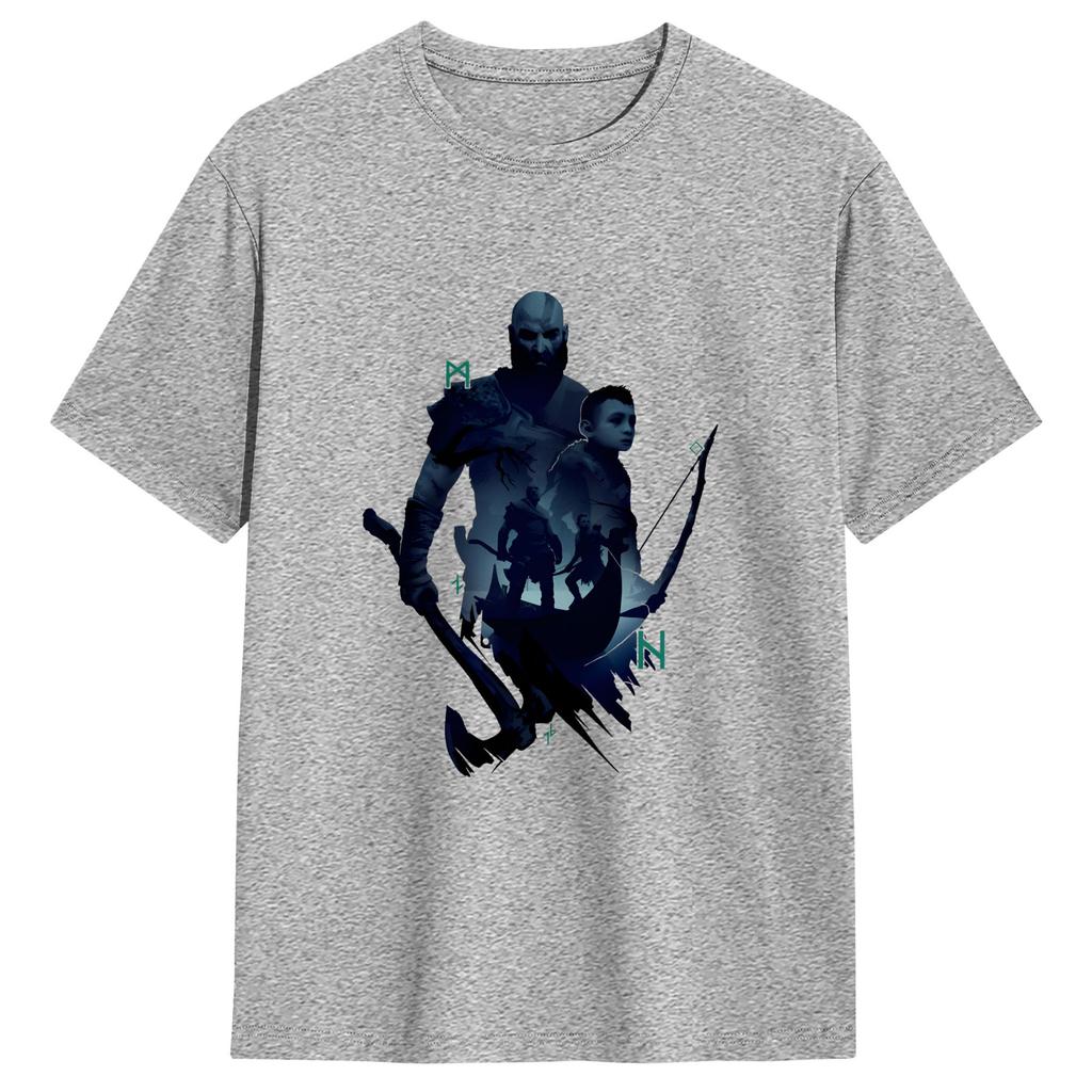 Casual God Of War Kratos Tshirt For Unisex Round Neck Pure Cotton T Shirts Short Sleeve Tees Classic Clothes