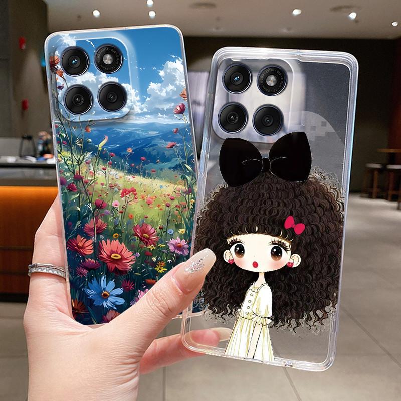 Phone Case For Motorola Edge 60 Fusion/Edge 60/Edge 60 Pro/Edge 60s Soft TPU Clear Unique Cute Painted Casing Anti-fall Cover