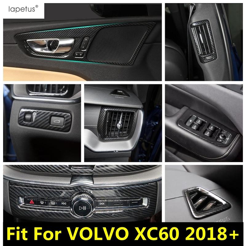 Dashboard AC Air / Window Lift / Handle Bowl / Head Lamp Cover Trim Carbon Fiber Interior Accessories For VOLVO XC60 2018 - 2024