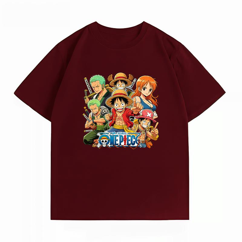 One Piece Straw Hat Crew All Members Print T-Shirt Casual Short Sleeve Cotton Anime Streetwear Unisex's T-Shirt