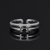 Korean Style Women's Double-Layer H Ring with Full Diamond Inlay - Elegant & Luxurious