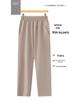New Style High-Waisted Summer Cropped Mom Pants - Elastic Waist, Straight Leg, with Pockets for Middle-Aged and Elderly