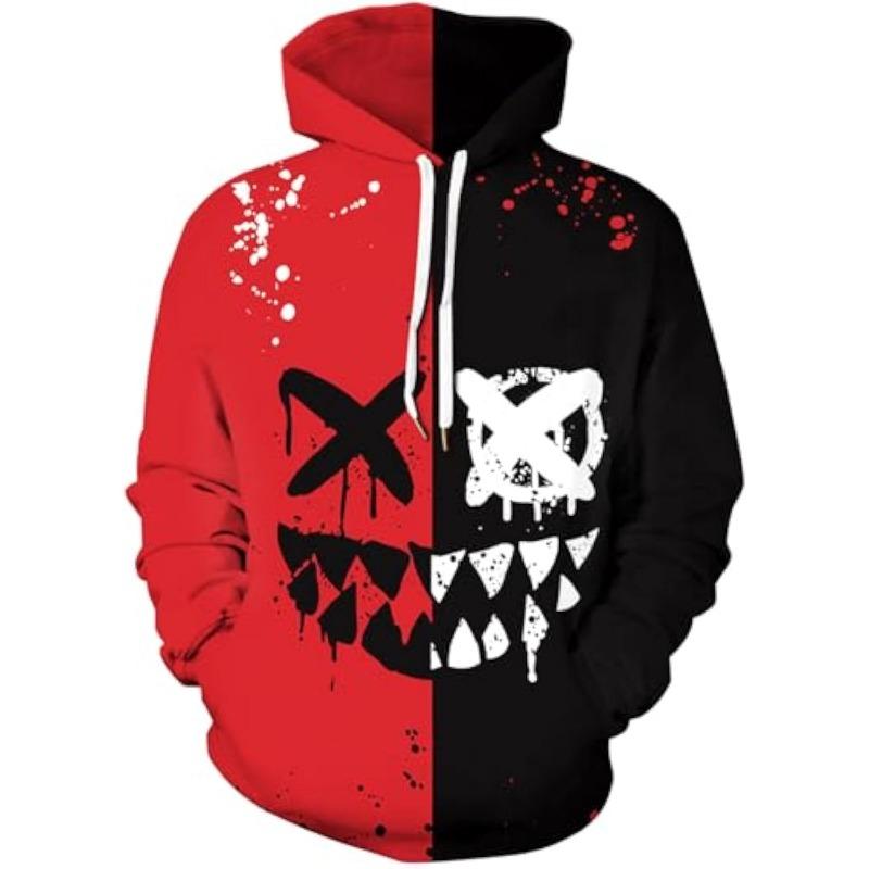 Men's Hoodies 3D Novelty Pullover Sweatshirt, Xmas Men Women Teen Boy Gifts, Black White Galaxy Print Flag