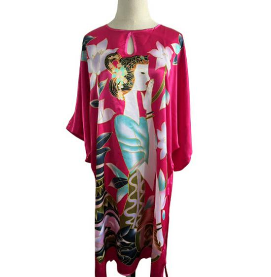 Plus Size Silk Qipao Pajama Robe & Tang Suit Bathrobe