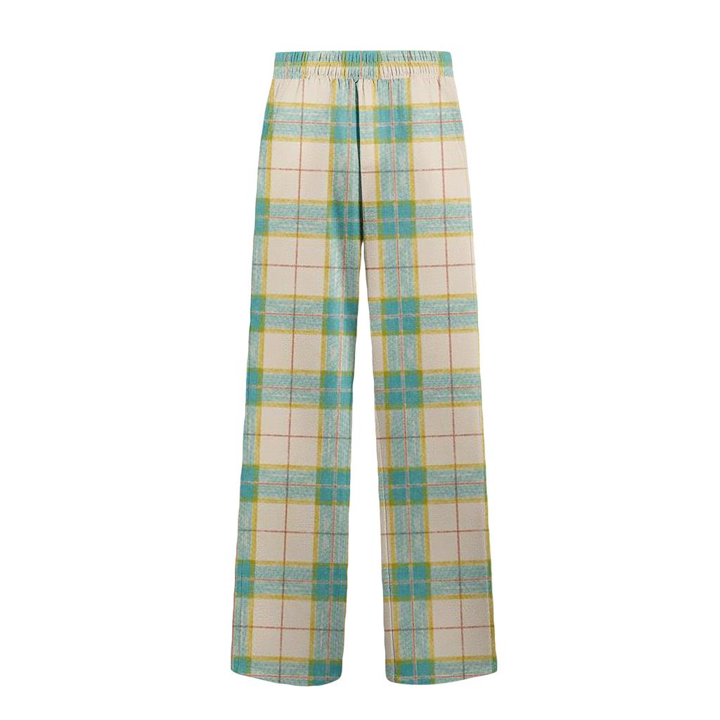 Pánské pruhované kostkované kapsové ležérní kalhoty domácí pyžamové kalhoty