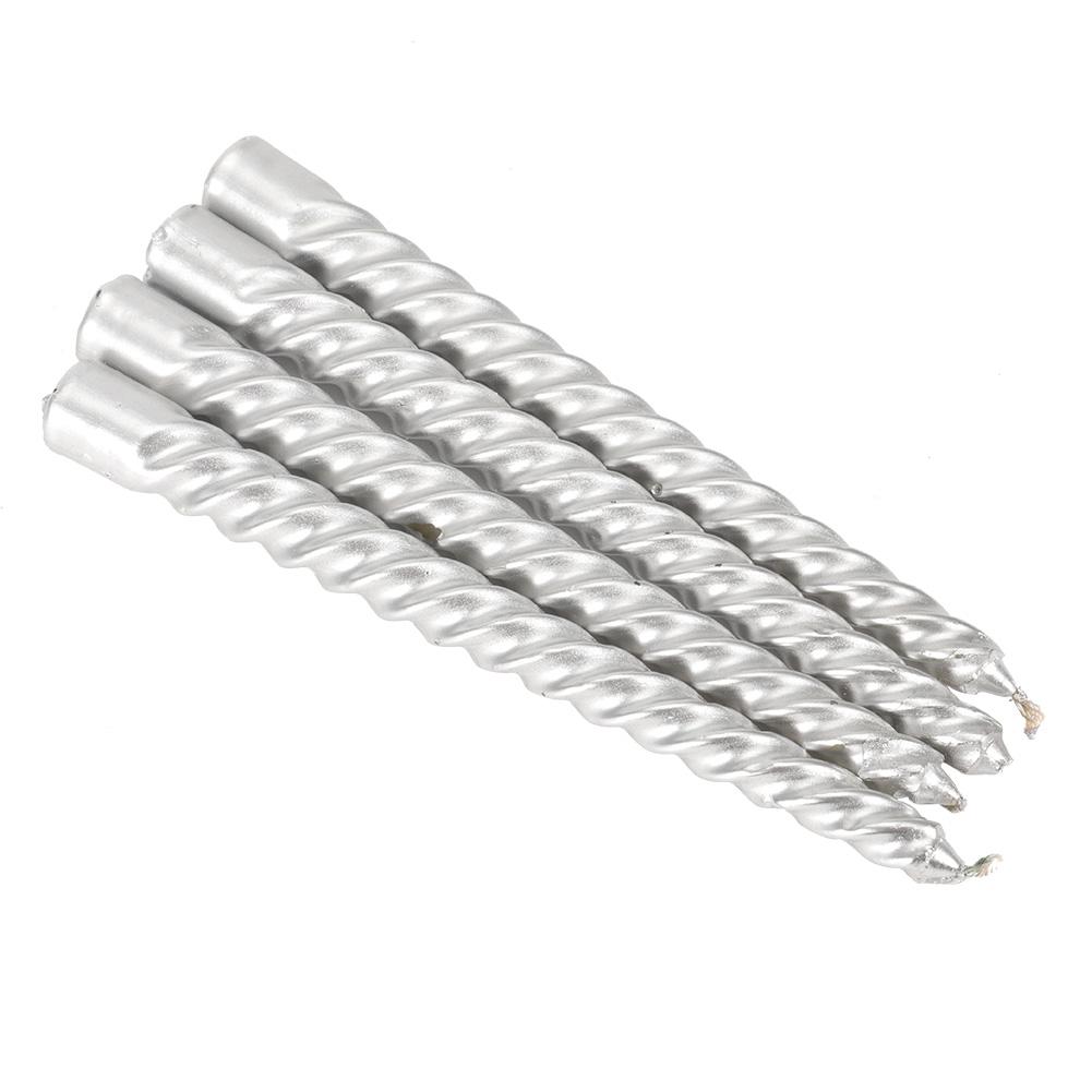 4Pcs Modern Style Long Shape Candle Set Home Christmas Wedding Decoration Ornament (Silver)