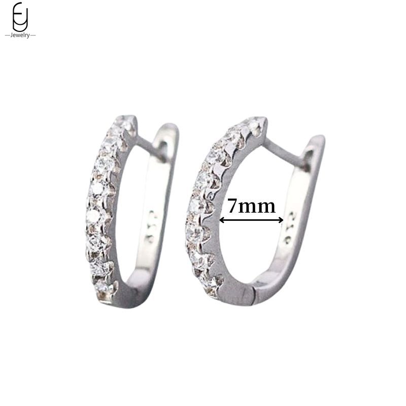 925 Silver Ear Buckles Fashion Hoop Earrings White Crystal Luxury Women's Earrings Wedding Women's Jewelry Premium Gift