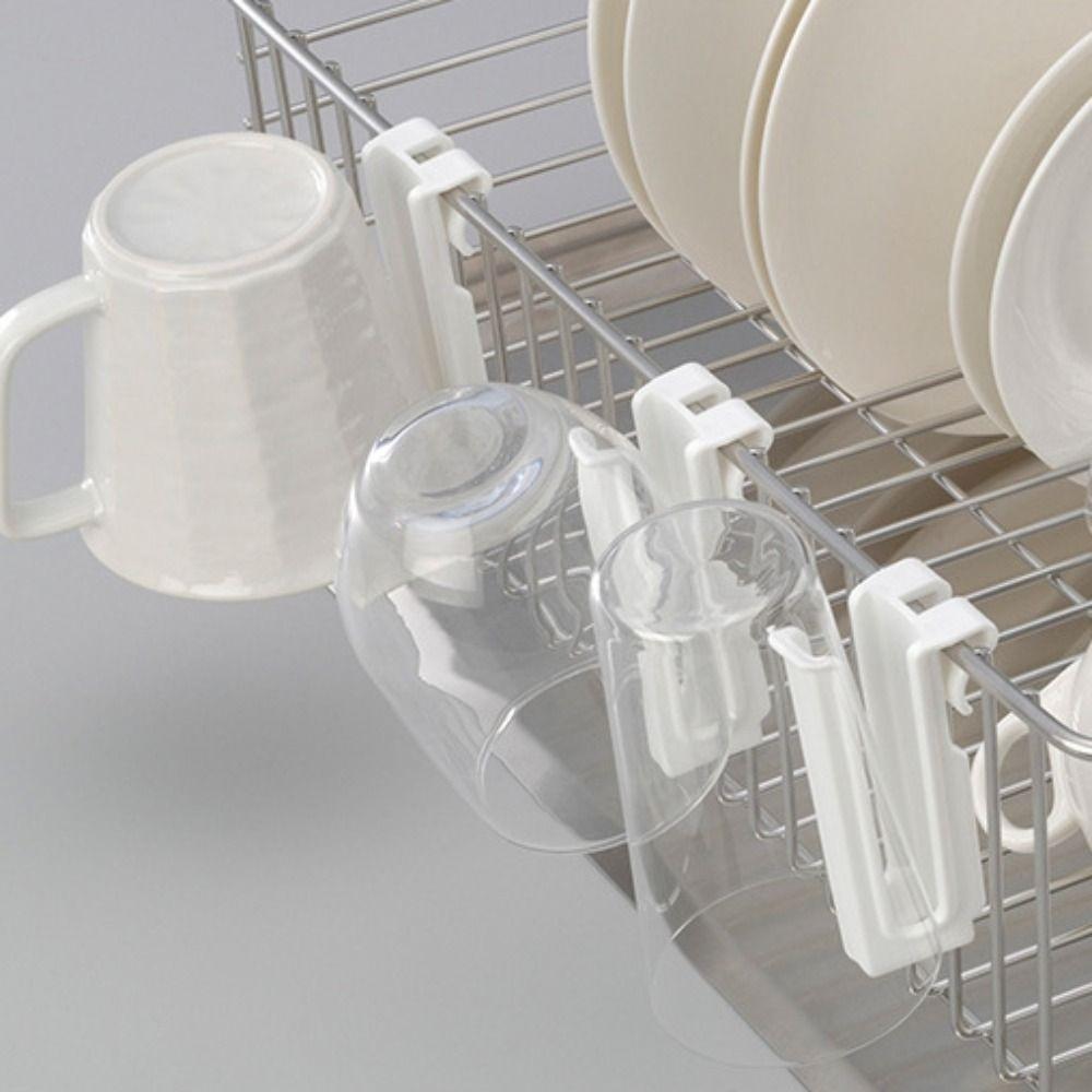6 Piece Hanging Cup Drying Rack White Kitchen Draining Cup Holder Cup Organizer Chopstick