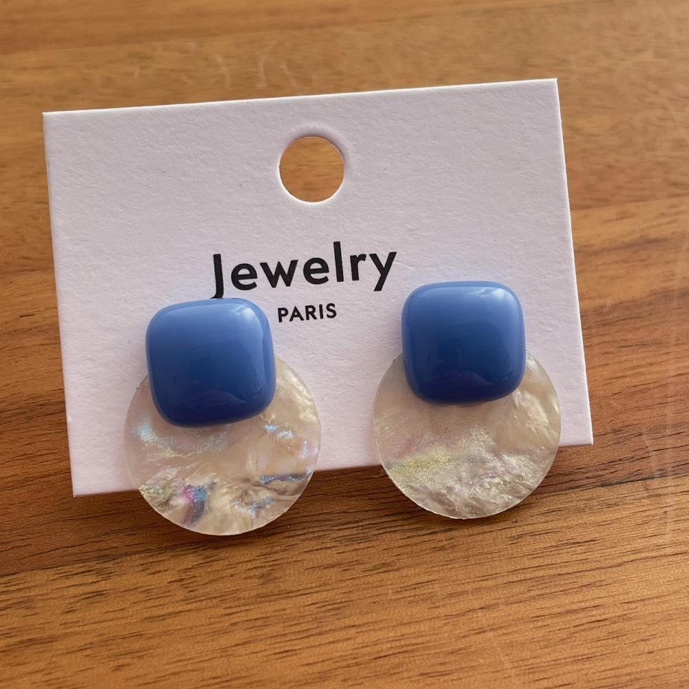 Irregular Gradient Resin Round Earrings Sweet Luxury Vacation Style Ear Jewelry