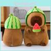 Watermelon Capybara Plush Toy With Detachable Hat Soft Stuffed Animal Gift For Girls