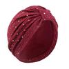 Turban Hat for Women, Sequined Crepe Fabric Headwrap, Ethnic Style Knotted Front Headwrap for All Face Shapes