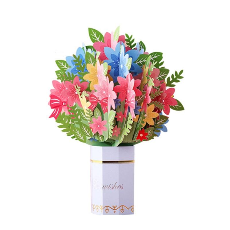 Mother Day Greetings Card Flower Bouquet Popup Card,Birthday Card,Gift Cards For Valentines Day,Graduation, Anniversary