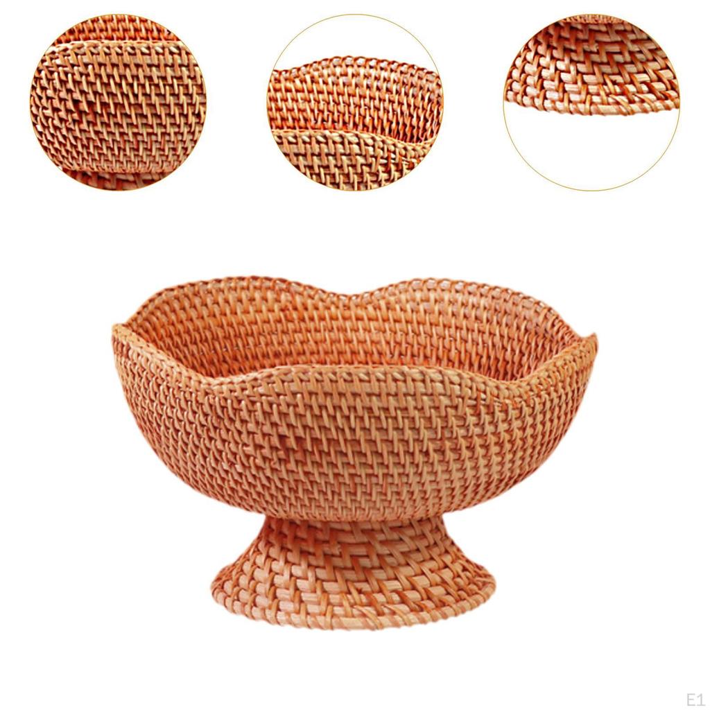 Rattan Basket Fruit Bowl Decoration Food Bread Storage Tray for Kitchen