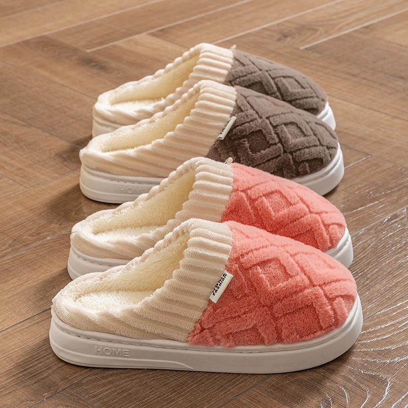 Cixi cotton slippers for women's home use in winter indoor home non-slip spring and autumn plush warm couple winter men
