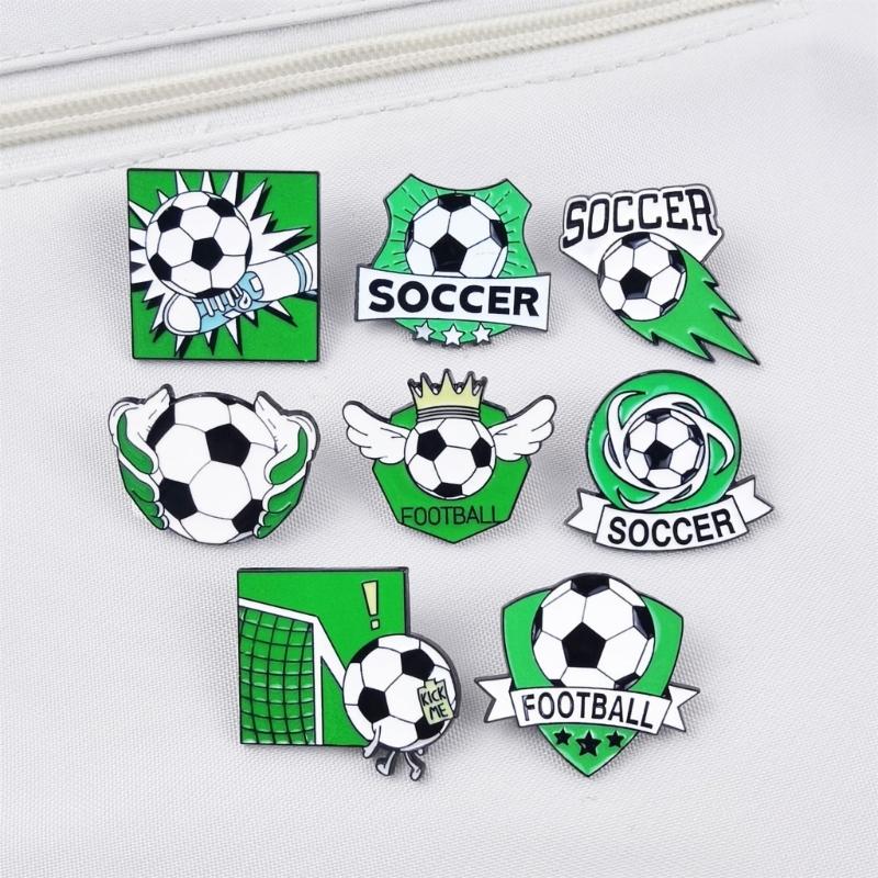8PCS Elegant Soccer Themed Brooches Zinc Alloy Safety Corsage Pin Souvenir Perfect For Gifting And Event