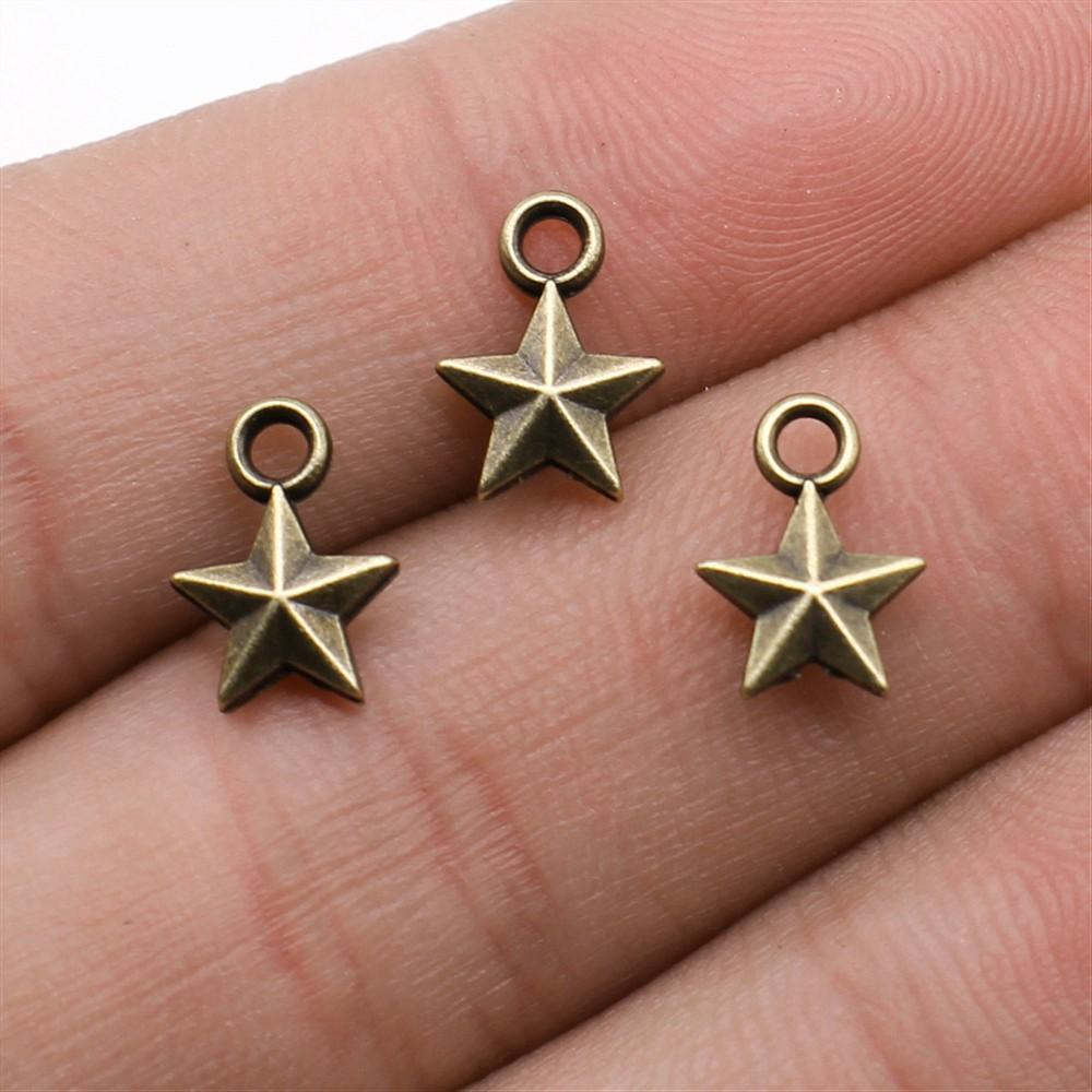 40pcs Charms Star Handmade Pendant Making Fit Vintage Tibetan Silver Color Antique Bronze Plated DIY For Bracelet Necklace