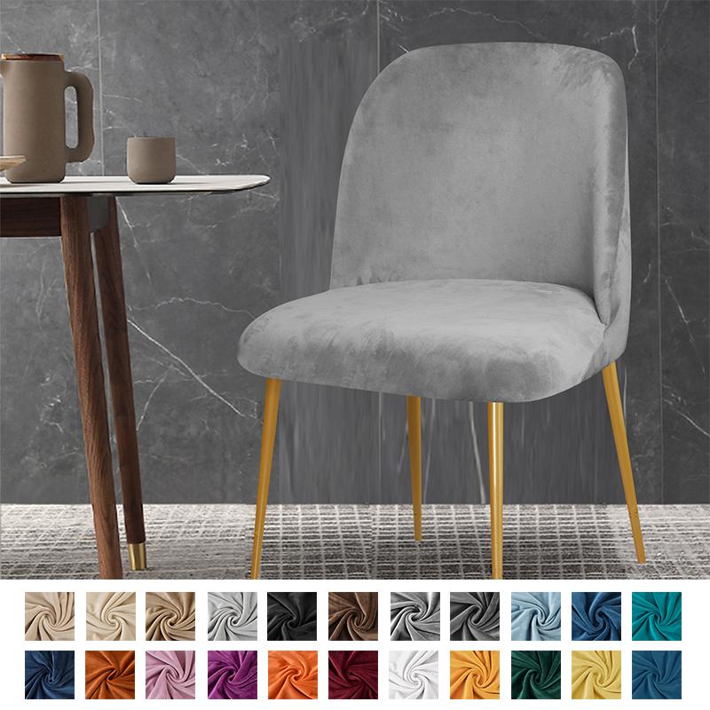 6 Stück/Set Elastische Esszimmerstuhlabdeckungen Samt Unifarbe Niedrige Rückenlehne Entenschnabelstuhl Überwürfe Stretch Weiche Sitzabdeckung Zuhause el