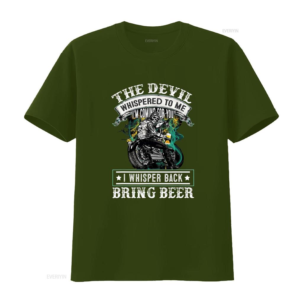Il Diavolo mi ha Sussurrato Io Sussurro Indietro Porta Birra Biker Amante della Moto Maglietta Divertente Taglia S 5XL vintage Lavata
