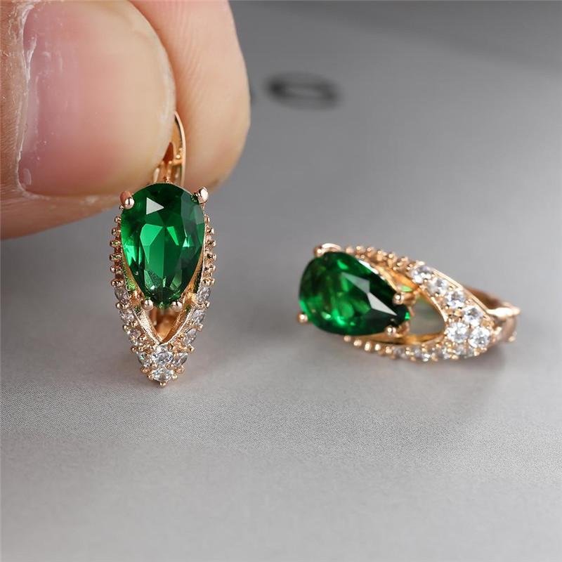 Boho Small Gold Blue Stone Clip Earrings Vintage Zircon Wedding Jewelry For Women