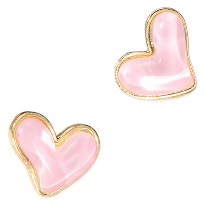 Earrings for Women Silver Needle Fresh Pink Resin Heart Earrings Niche Simple Stud Fashion Commuter Earrings for Women