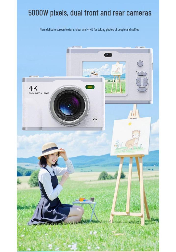 Student HD Dual Camera with Built-in Beauty Mode - Retro CCD Campus Vlog Entry-Level Camera