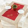 Shiny Snowflakes - Table Runner with Embroidery - Red -