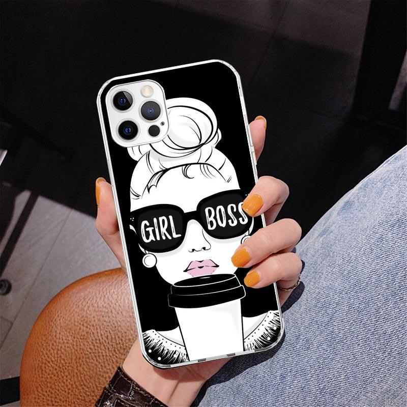 Girl Boss Female Coffee Phnoe Case for Iphone 17 Air 16 11 12 13 Mini 14 Plus 15 Pro Max 7 8E SE 2020 16ProMax Phone Cover Coque