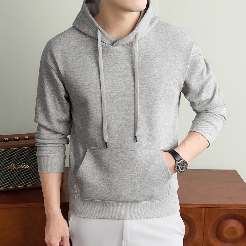 Autumn/Winter Fashion Trend Solid Color Hooded Pullover Sweatshirt with Patch Pocket and Custom Logo.