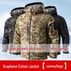 Heren Graphene Winter Reisjas: Tech-Warm Spatwaterdicht Camouflage met Warmte Reflecterend Katoen.