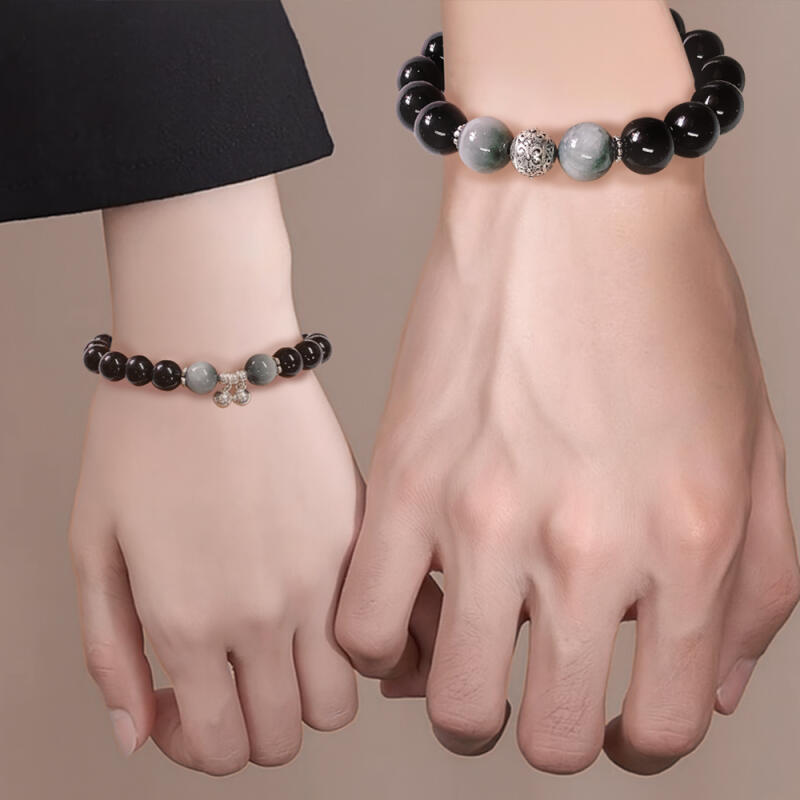 H2H3 Obsidian Silver Lucky Bracelet Set Couple Bracelet Friendship Item
