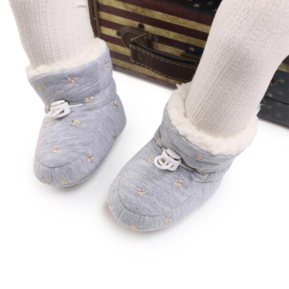 Newborn Baby Cotton Booties Non-Slip Sole Toddler Boys Girls First Walkers Infant Warm Fleece Shoes Snow Boots