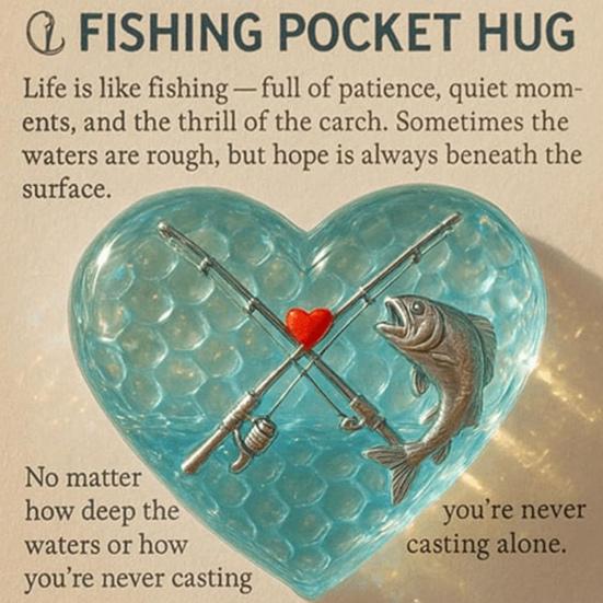 Fishing Lover Pocket Hug Token Sea Glass Heart-Shaped Acrylic Keepsake Encouragement Gift for Angler Dad Husband