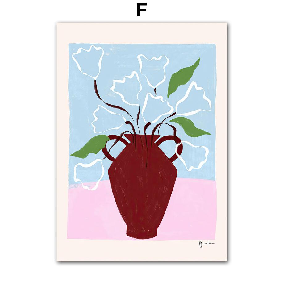 Abstract Vase Floral Flower Market Leaf Wall Art Canvas Painting Posters And Prints Hotel Shop for Restaurant Room Home Decor