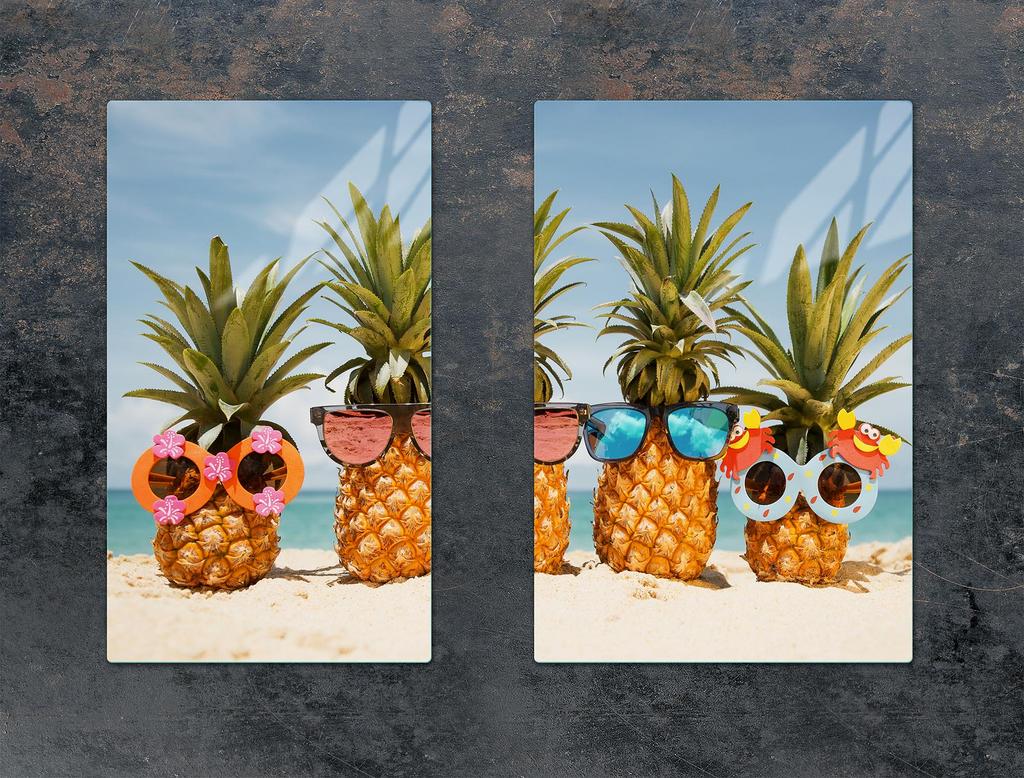 SZKLANA PŁYTA OCHRONNA DO KUCHNI 65x52 ANANAS