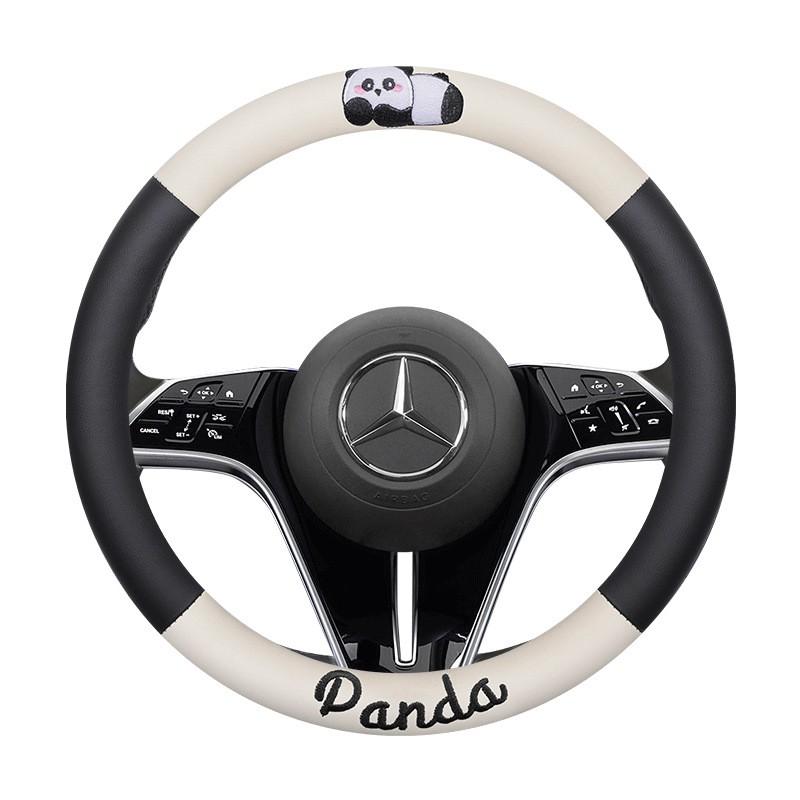Universal Car Steering Wheel Cover Cute Panda Design Anti-slip Breathable Sweat-absorbent Wear-resistant