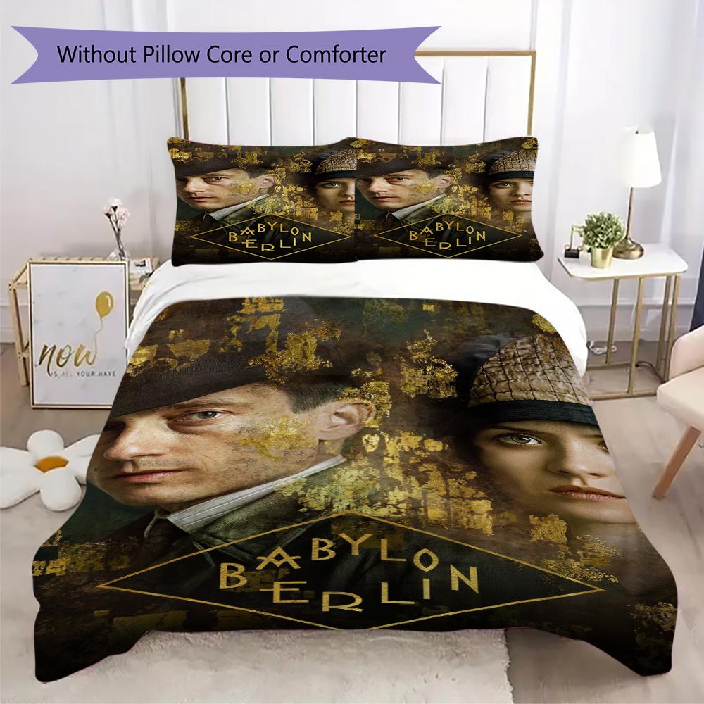 Babylon Berlin Pattern Bedding,Quilt Set Quilt Cover Pillowcase Home Birthday Gift(1 * Duvet Cover + 2 * Pillowcase, Without Core)_lx