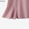ZANZEA Summer Women Casual Round Neck Solid Color Short Sleeve Mini Dress