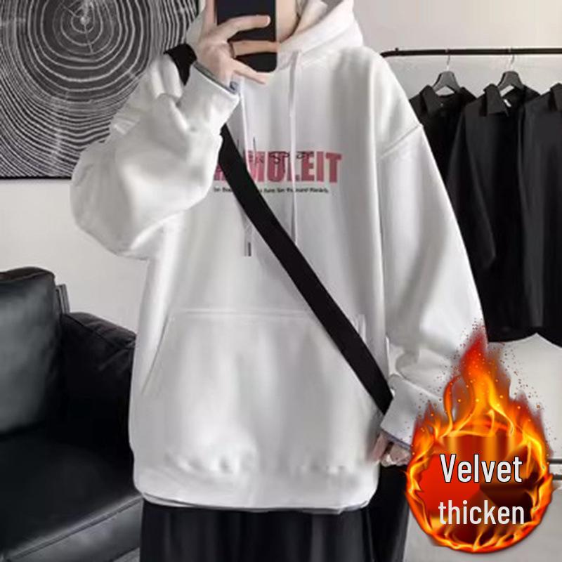 

Men s Trendy Korean Style Hooded Sweatshirt - Youth Loose Fit, Versatile and Simple 4XL
