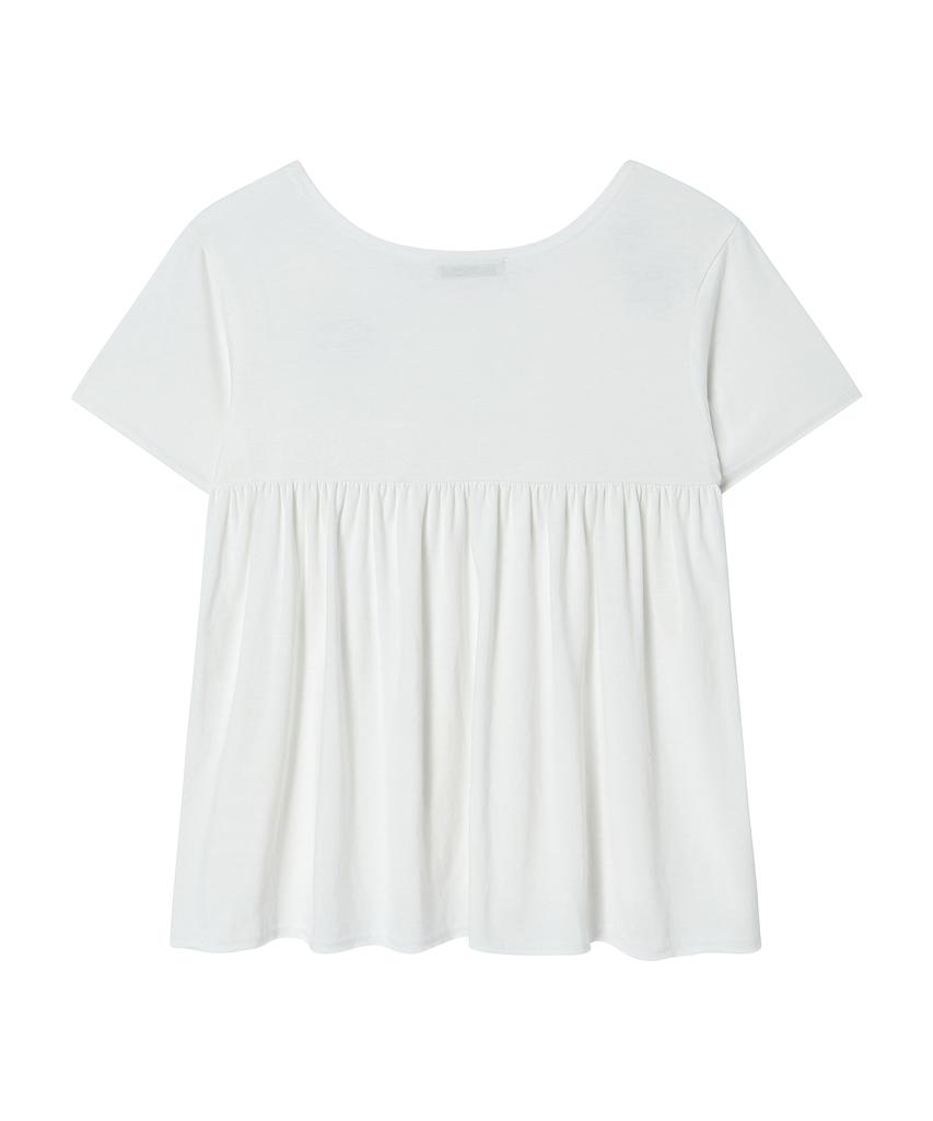 AWESOME STUDIO Kitsch Embroidered Shirred T-Shirt Ivory