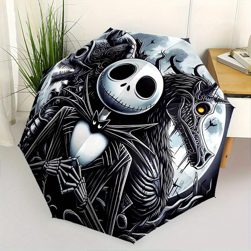 

1 Auto Open Jack Skellington, Nightmare Before Christmas Themed Colorful 8-rib Portable Umbrella for Men and Women, A Compact Commuting Comp