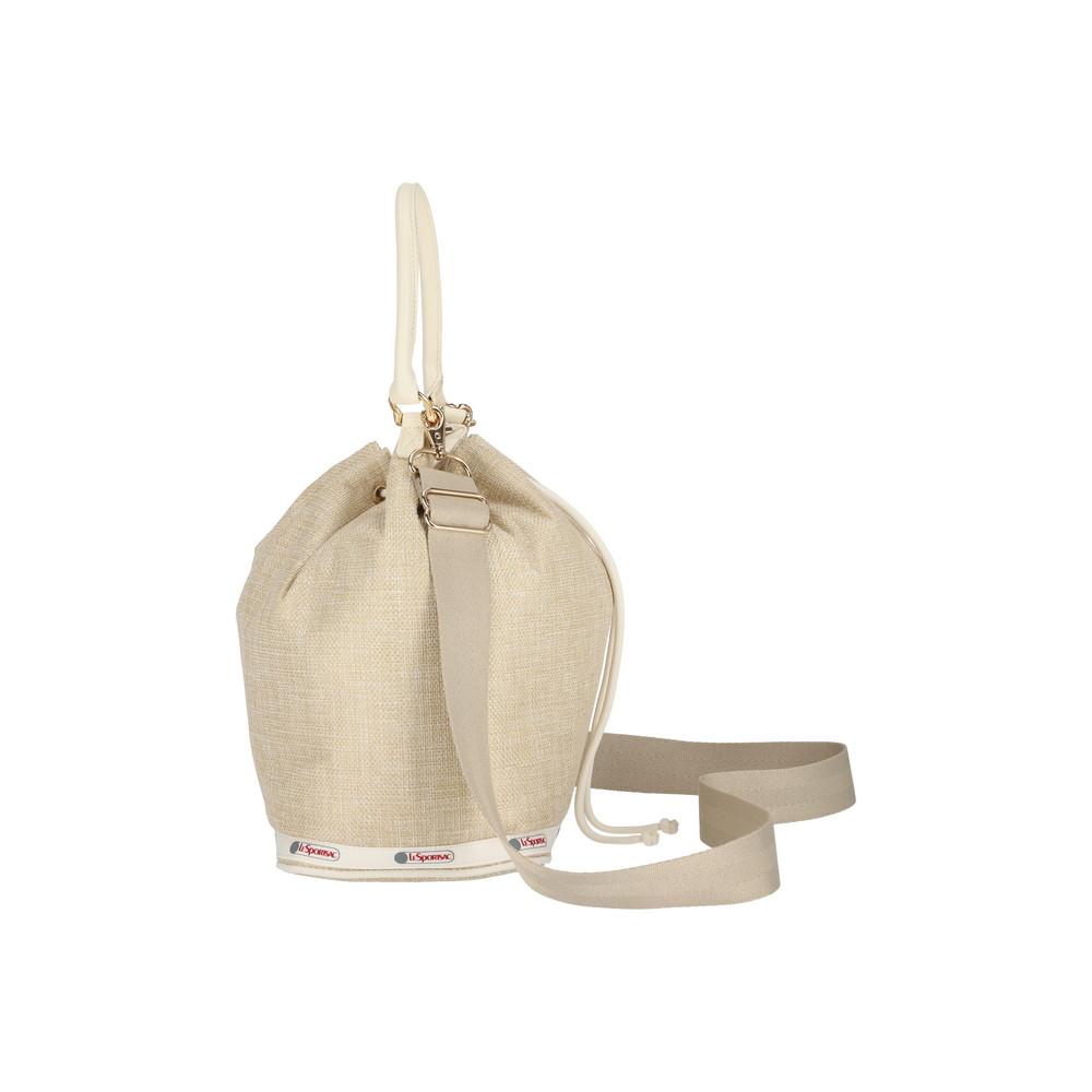Lesportsac Ecru Moon Raffia Medium Drawstring Shoulder Bag