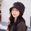 Lazy wind striped stack hat autumn and winter soft waxy warm knitted hat loose versatile windproof hat women's