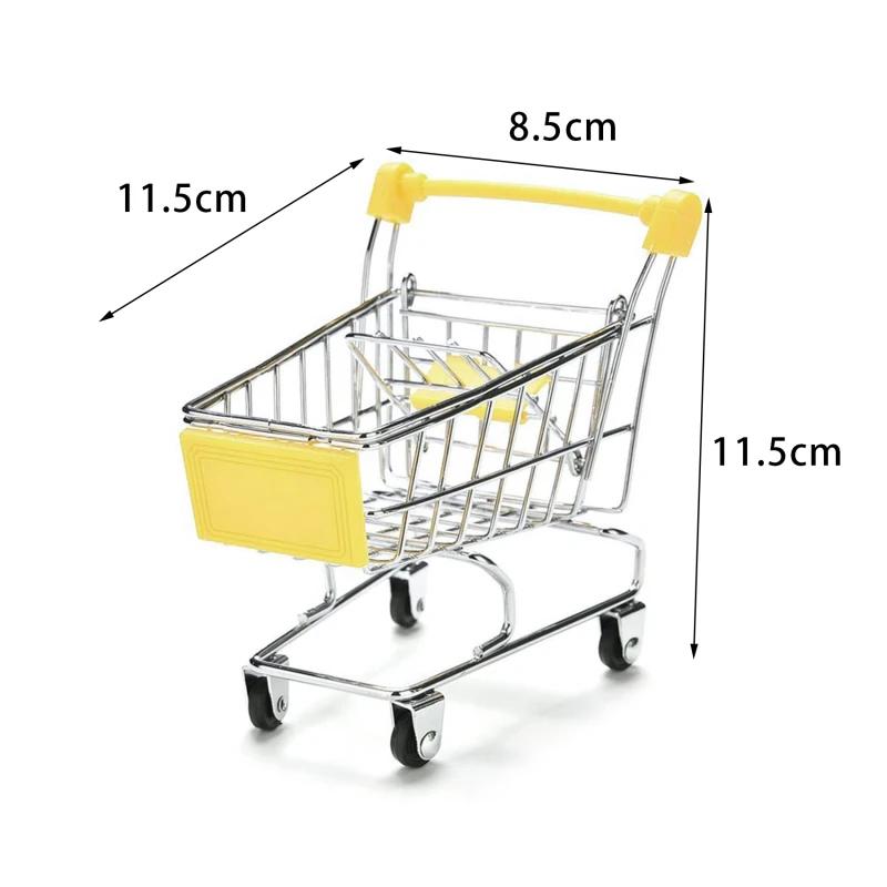 Mini Supermarket Shopping Cart Desktop Model Children's Toy Storage Home Decoration Cart Playhouse Model