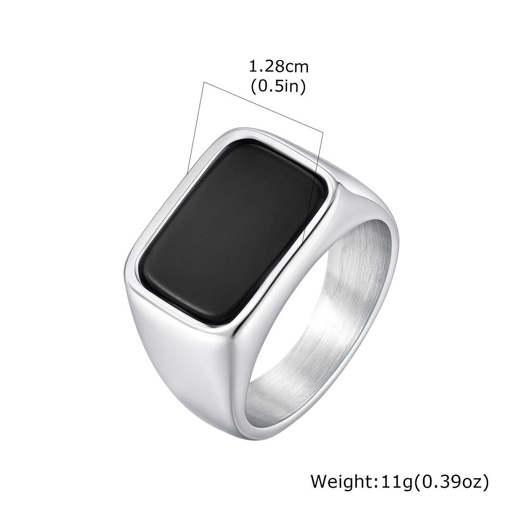 Herren Edelstahl Quadratischer Stein Ring, Minimalistischer Wasserdichter Stempelring Fingerringe, Punk Schmuck Geschenk