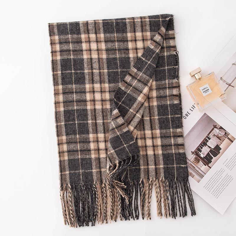 New imitation cashmere plaid scarf women's autumn and winter versatile couple warm scarf gift dual-purpose shawl