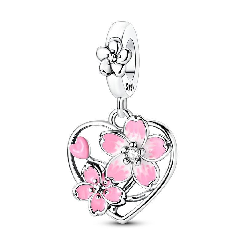 Colorful 925 Silver Butterfly Loves Flowers Beads & Beetle & Ladybug Dangle Charm Fits Bracelet Exquisite Pendant Gifts